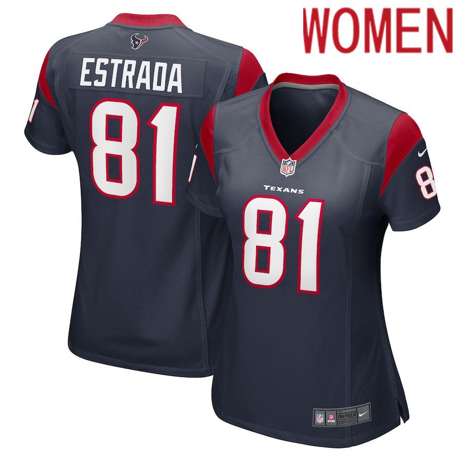 Women Houston Texans #81 Drew Estrada Nike Navy Game Player NFL Jersey->women nfl jersey->Women Jersey